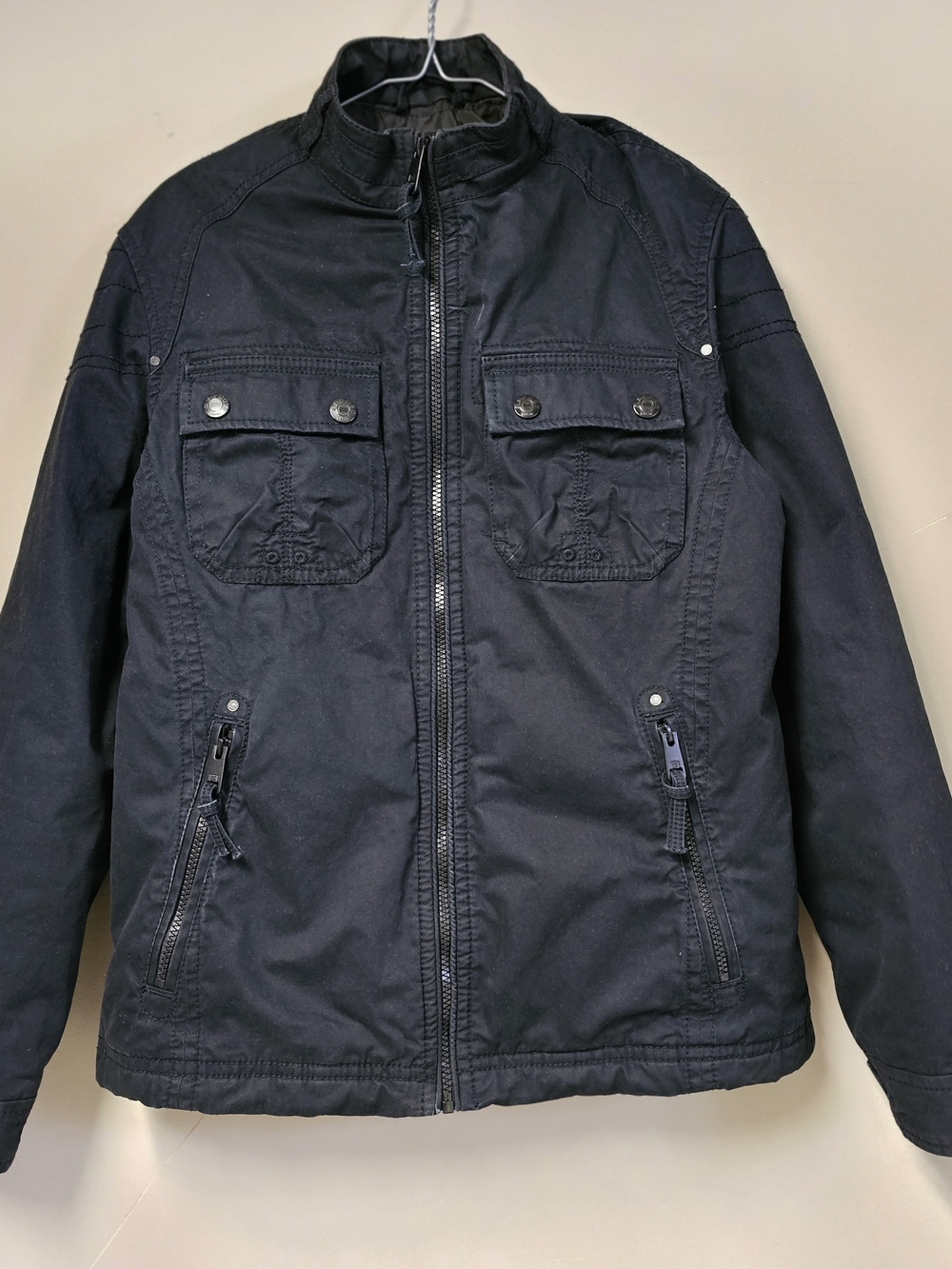 Esprit Black Jacket Mens Large Zip Up Utility Field Coat Casual